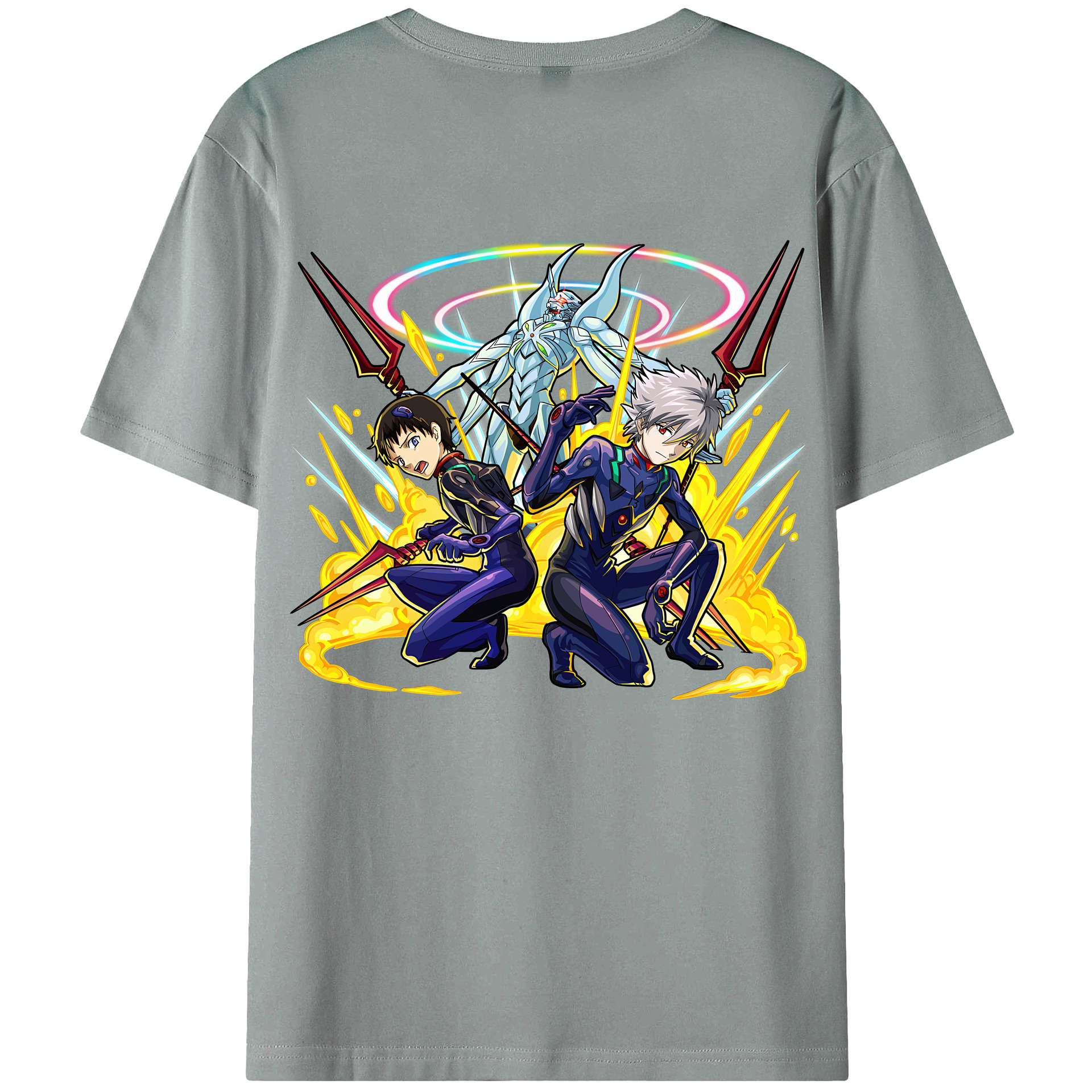（画像用） EVA 新世紀エヴァンゲリオン 綿100％ メンズ半袖Tシャツ（バックプリント） 通気性